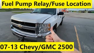 Fuel Pump Relay and Fuse Location Chevy 2500HD | GMC Sierra 2500HD 3500HD 07 08 09 10 11 12 13