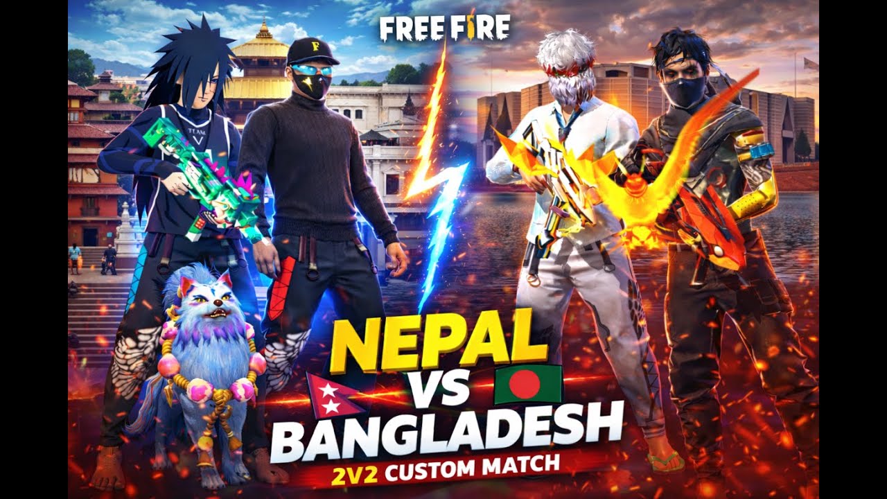 🇳🇵 Nepal vs 🇧🇩 Bangladesh | 2v2 FF Custom ⚡ Most Dangerous Match#freefire#ffcustom#2v2ff#freefirema