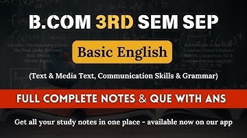B.Com 3rd Sem SEP Basic English | Complete Notes & Important Questions with Answers