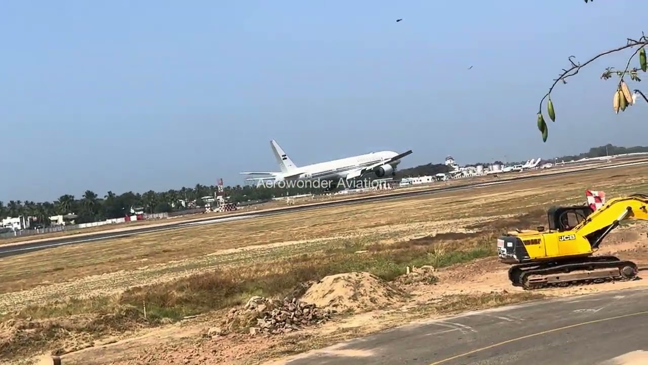 Air India one Boeing 777-300ER landing at Trivandrum  with prime minister for from Delhi