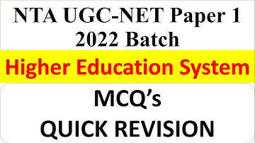 NTA UGC NET Paper 1 2022 Batch || Higher Education System ||  MCQ’s
