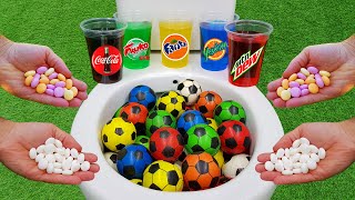 Football VS Coca Cola Zero, Fanta, Mtn Dew, Fruko, Yedigün Blue and Fruity Mentos in the toilet