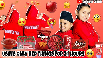 Using only RED things for 24 Hours Challenge | Gursirat Cheema@gursiratgurfatehfam