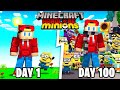 I Spent 100 Days with MINIONS  in Minecraft... Here's What Happened