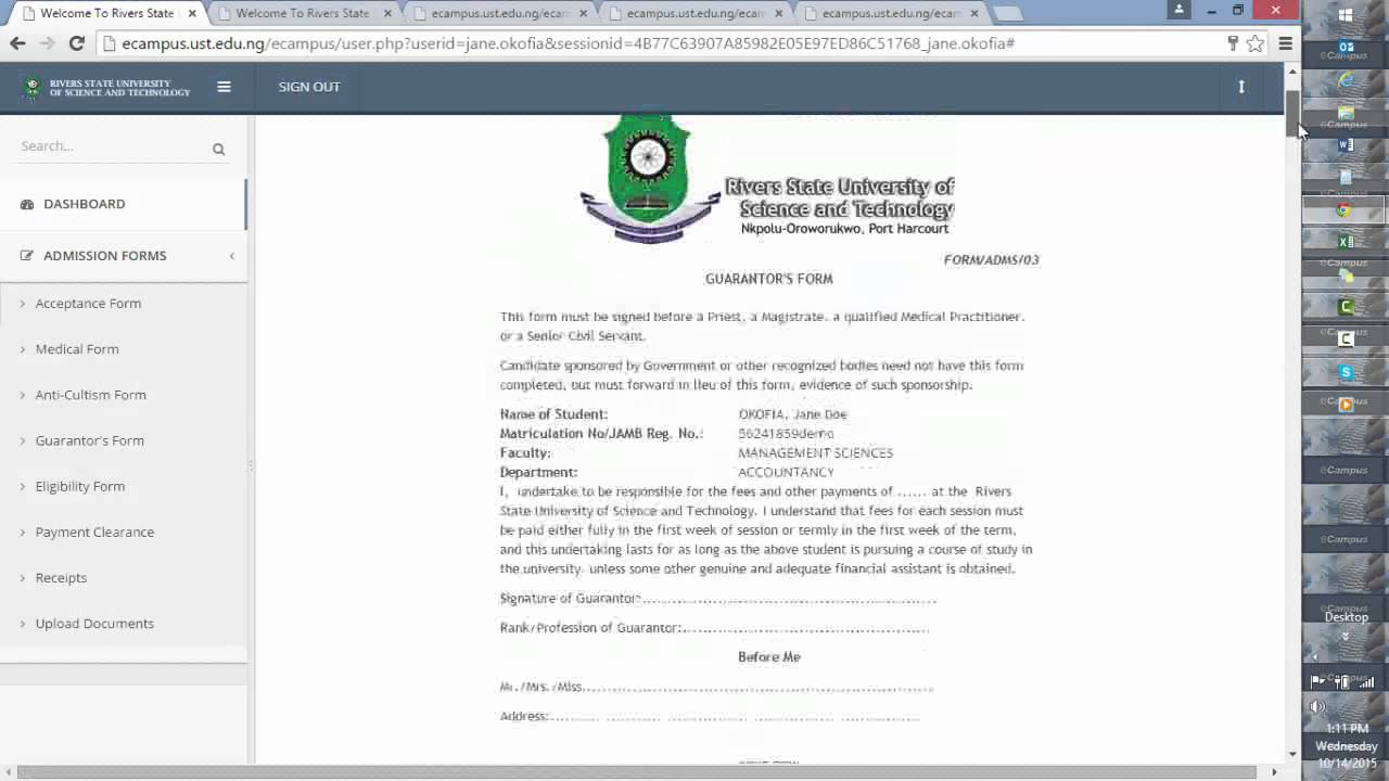 Upcat form 1 and 2 download