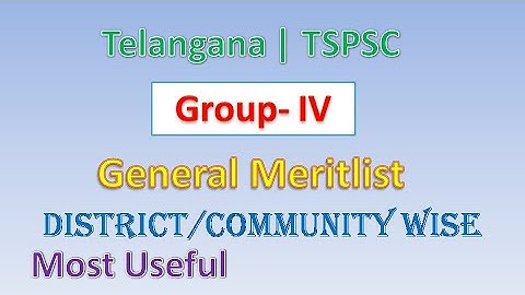 TSPSC Group 4 General merit list marks districts community wise