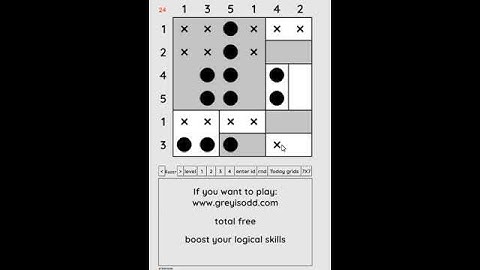 Grey is Odd - Today grids. Solution level 2 6X6 dated 09-06-2024 #logicpuzzles #logicgames  #games
