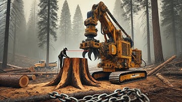 Extreme Dangerous Fastest Big Chainsaw Cutting Tree Machines! Extreme Excavator Idiots at Work