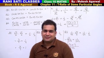 Class 10 Maths (Ex 11 Q1-4) Trigonometric Ratio of Some Particular Angles Angles (RS Agarwal 2019)