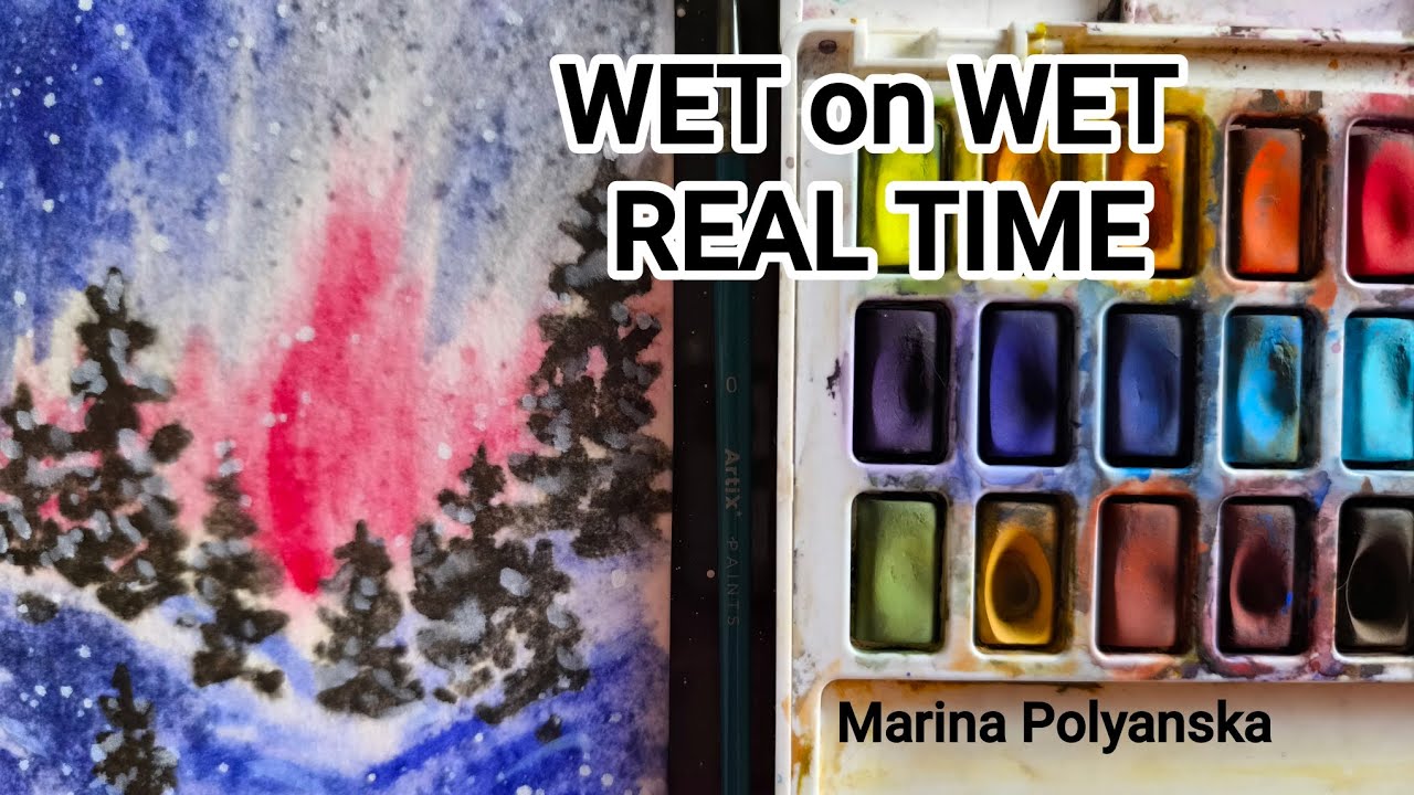 How to Paint Watercolor Technique WET on WET Tutorial for Beginners Demo Lesson Step by Step Video 