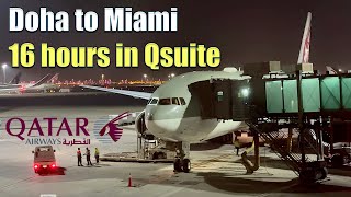 4K | Fantastic Qatar Airways' 16-Hour Flight in B777-200LR from DOHA to MIAMI in Qsuite