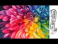 Rainbow Flower acrylic painting tutorial  step by step Live Stream