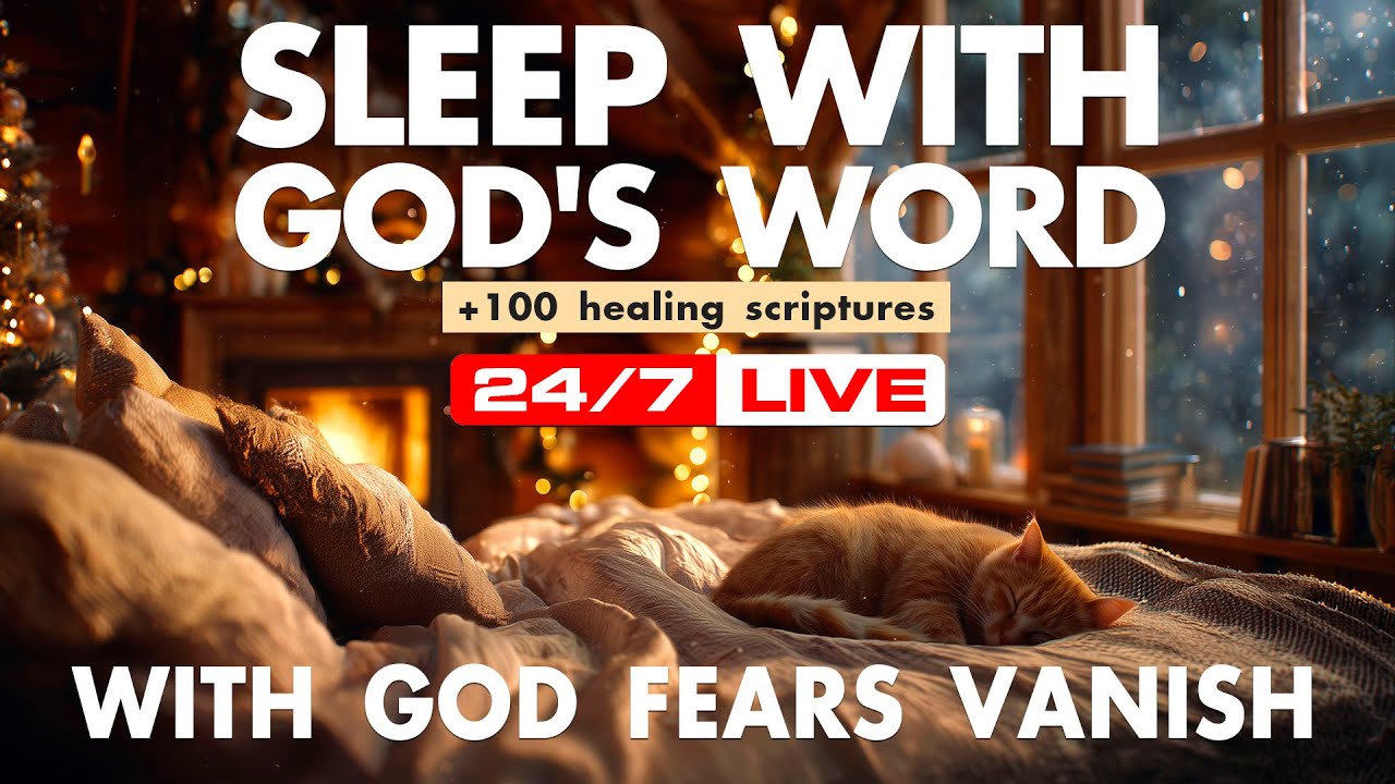 Purring Cat, Fireplace Peace, Restored Inner Awareness. Scripture.