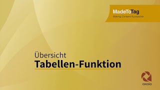 MadeToTag – Übersicht Tabellen-Funktion
