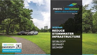 Reduce Stormwater Infrastructure With Vegetated and Aggregate Porous Pavements
Learn more about porous pavers: https://www.prestogeo.com/products/porous-pavement/
Request a Quote: https://www.prestogeo.com/get-a-quote-find-a-distributor/
Stormwater management continues to be a critical concern due to increasingly stringent regulations. Retaining stormwater on-site is the preferred method, but traditional solutions like retention or detention ponds can be expensive, require significant maintenance, and take up valuable land. An innovative alternative is reducing the amount of impermeable surface on the site.
One way to achieve this is through the use of hard-surface porous pavements made of asphalt and concrete, which can be expensive and time-consuming to install. However, rigid and flexible plastic porous pavement systems offer a low-cost and easy-to-install alternative that can handle demanding load requirements. For example, Presto Geosystems’ porous pavers can be filled with either vegetation or aggregate to meet your project needs.
In this webinar, we will delve deeper into the benefits of using porous pavement systems for stormwater management. Our expert presenter will discuss how these systems work, their durability and cost-effectiveness, and the various infill options available. We will also provide examples of successful projects that have implemented this innovative solution.
Learning Objectives:
• Identify the key design principles and sustainability benefits of porous pavement systems for stormwater management.
• Evaluate the performance of rigid and flexible porous pavements under different infill materials and traffic-loading conditions, and select the appropriate system for your project.
• Apply best practices for utilizing porous pavements for a variety of project conditions.
• Demonstrate a comprehensive understanding of how porous pavements detain stormwater runoff and their effectiveness in reducing runoff volume and pollutants. Reduce Stormwater Infrastructure With Vegetated and Aggregate Porous Pavements