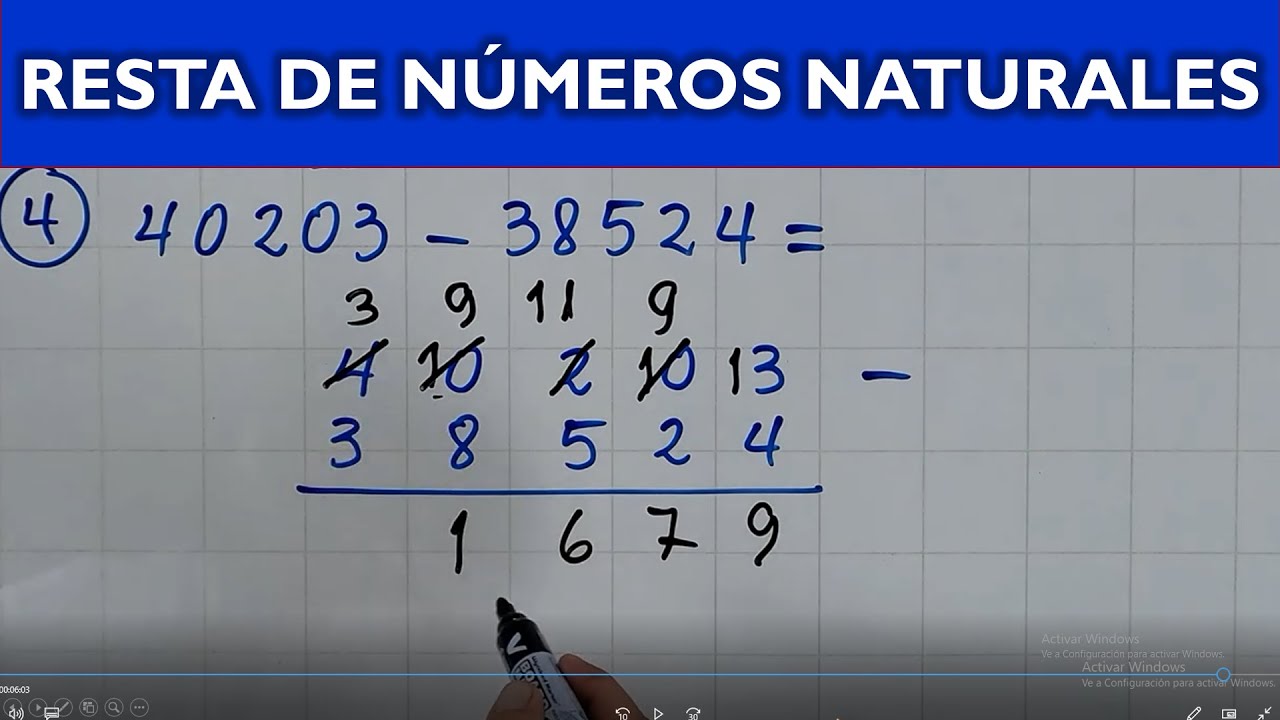 RESTA DE NUMEROS NATURALES- SUSTRACCION DE NUMEROS NATURALES
