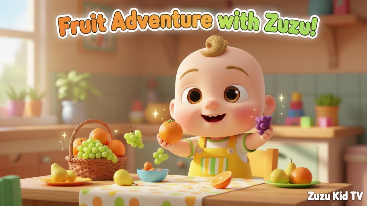 Orange Grapes Pear Adventure with Zuzu Fruit Learning, Colors, and