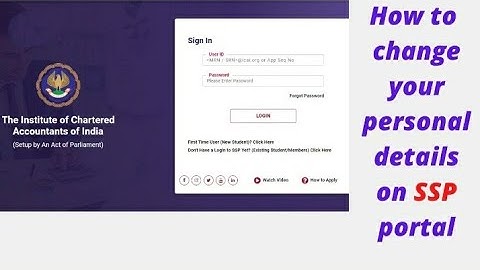 How to change personal details on ICAI..SSP portal, father