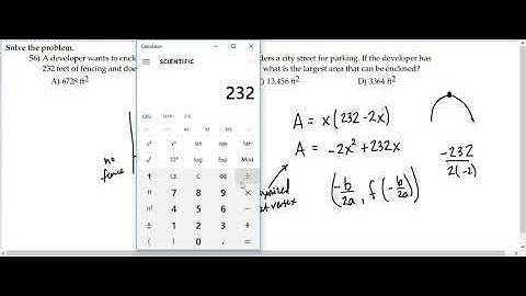 Quadratic Equation - word problem using vertex to maximize area of a 3-sided lot