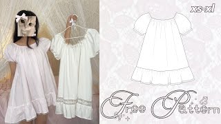 ꒰ Free Pattern ꒱ Sweet Babydoll Dress Sewing Tutorial 🎀˖ ࣪ ໒꒱ིྀ