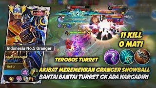 GRANGER SNOWBALL TERLALU BROKEN TURRET SAMPAI GAK ADA HARGADIRI NYA | TOP GLOBAL GRANGER MLBB