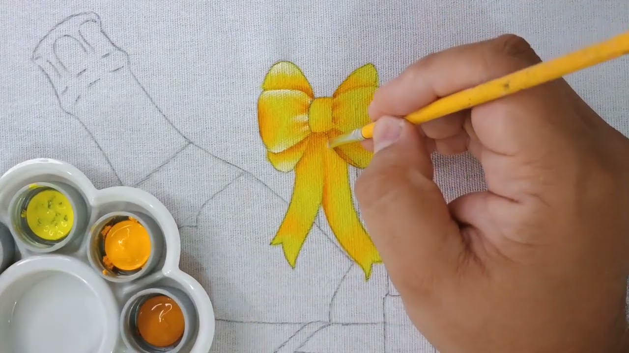 Cesta com Peras e o Champanhe Pintura em Tecido Parte 1 Aula 535