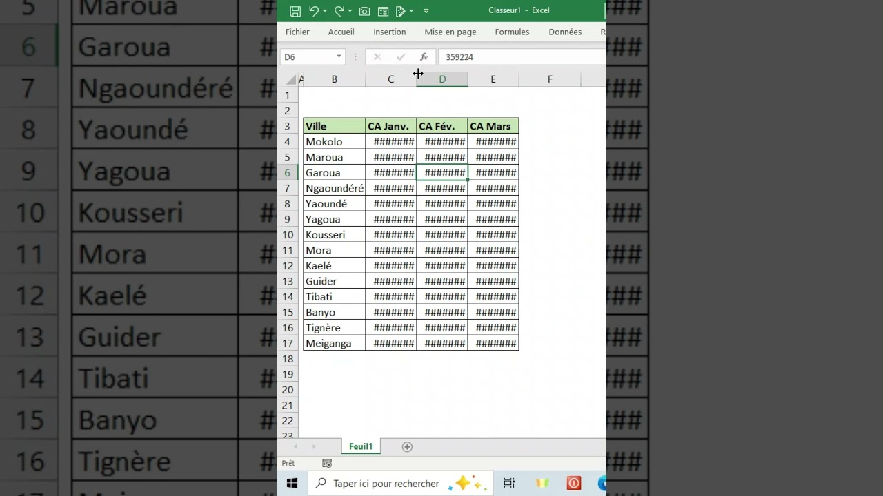 Ajuster la largeur des colonnes sur Excel 