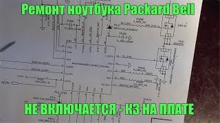 Ремонт ноутбука Packard Bell. Не включается - кз на плате