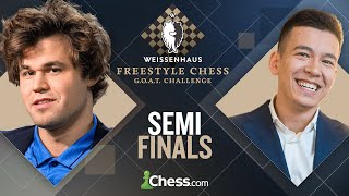 Battle of Chess Giants: Magnus v Nodirbek & Levon v Fabiano! Freestyle GOAT Chall. 2024 SF G1 pt II