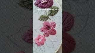 Beautiful and beginner friendly floral embroidery pattern🌸 #embroidery #tutorial #diy #handmade #art