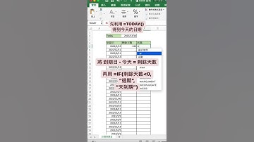 Excel 快速判斷是否到期 #excel技巧 #excel快捷鍵 #excel教學 #數據分析 #shorts