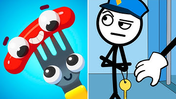 FORK N SAUSAGE vs THIEF PUZZLE GAME — Walktrough Funny Gameplay, ASMR Best iOS Android Games