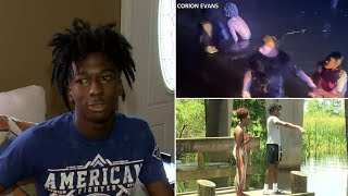 High School teen saves 3 girls and Police officer from drowning.