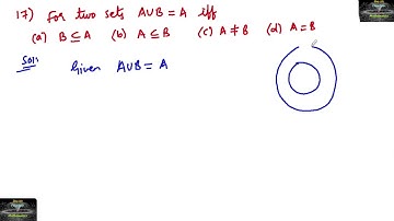 17 For two sets A and B AUB=A iff class 11 RD sharma sets chapter mcq objective  ncert Cbse syllabus