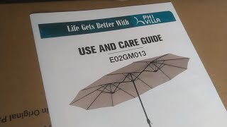 Phi Villa EO2GMO13 patio umbrella assembly instructions. How to put it together. Get some sand. VOTD