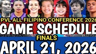 Pvl Game Schedule &amp; Team Standings April 21, 2026 | PVL ALL FILIPINO CONFERENCE 2026 