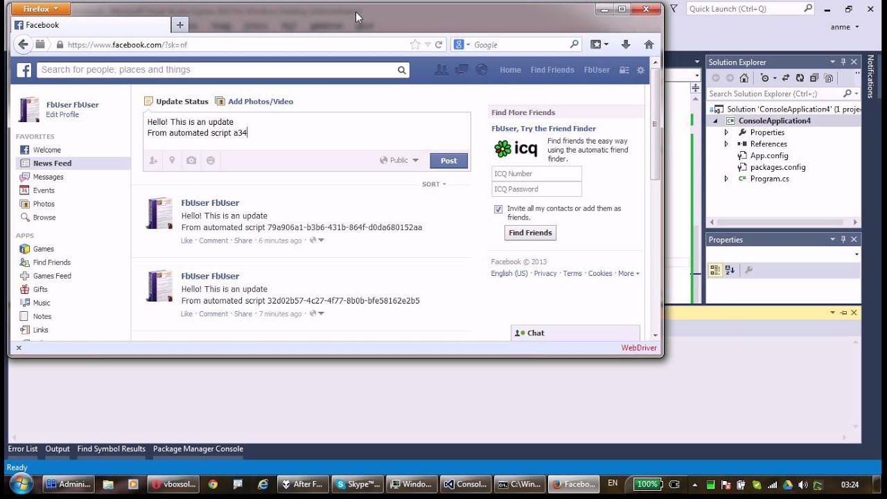 Facebook Post status update from Selenium WebDriver - YouTube