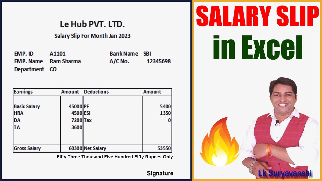 How to Create a Salary Slip in Excel || Make Salary Slip in Excel Hindi ...