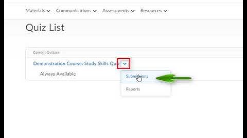 How to view quiz submissions in D2L