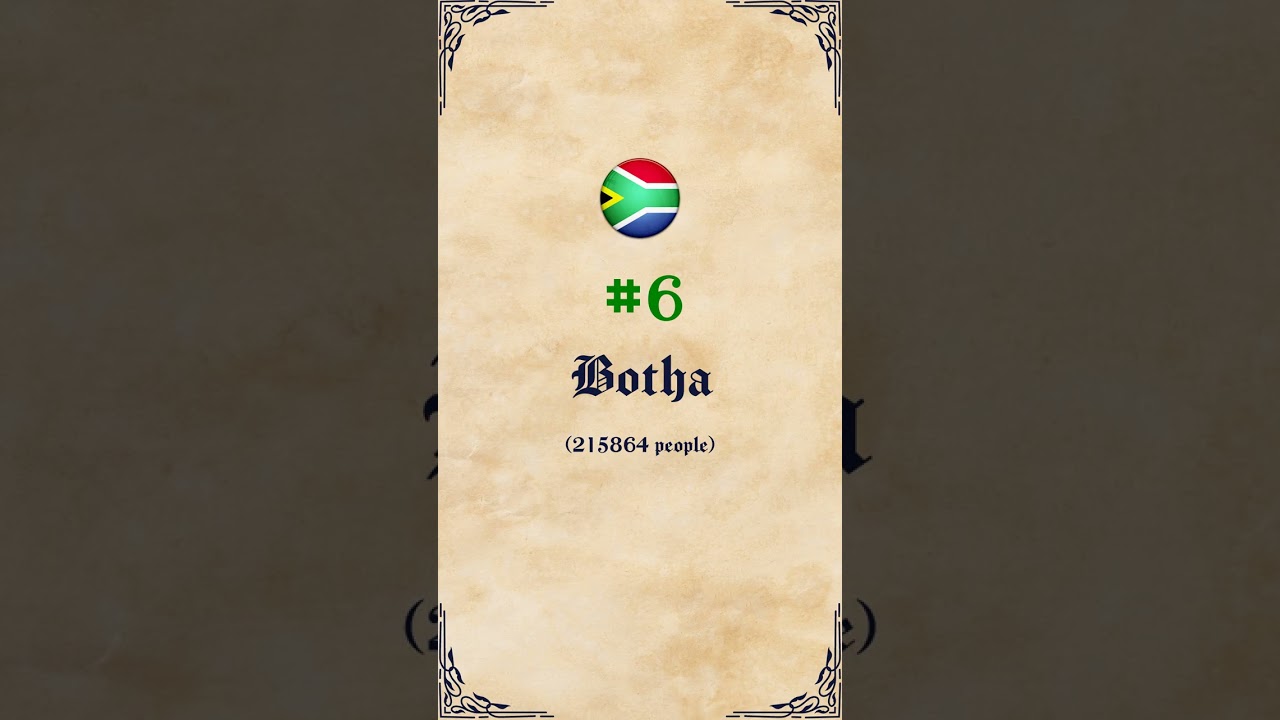 10 Most Common Surnames: South Africa