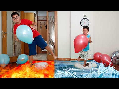 Berat ile Buğra Yerde Ateş ve Su Var Oynuyor. The Floor is Fire and Water Berat Plays with Brother