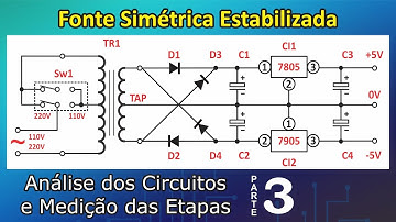 Fonte Simétrica Estabilizada - Análise dos Circuitos e Medição das Etapas (Parte 3)
