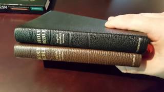 Bible Side-by-Side Comparison of Two Pitt Minions (Calf-Split and Goatskin)