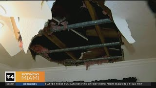 Sunday's rain, blocked drain caused partial ceiling collapse at Tamarac apartment building