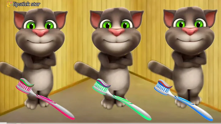 Watch the video about Talking Tom funny cat cartoon video Colgate brush funny video lipstick star