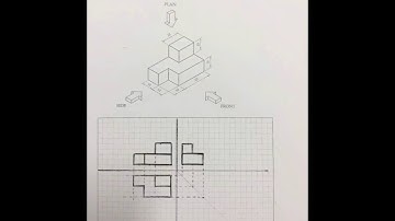 (Steps) First Angle Orthographic Projection Worksheet 1 Question 3
