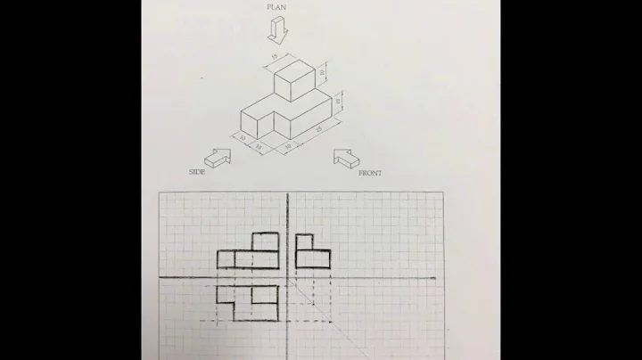 (Steps) First Angle Orthographic Projection Worksheet 1 Question 3