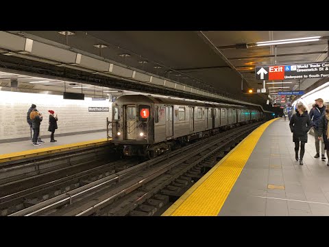 MTA NYC Subway Bombardier R62A 1 Trains @ World Trade Center (12/27/21)