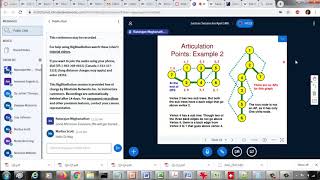 Articulation Points in a Graph using Depth First Search - Example 2