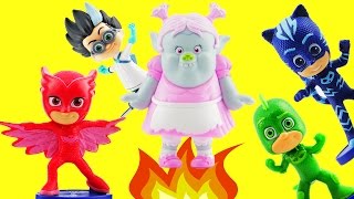 Trolls & PJ Masks Save Bridget from Chef & Romeo featuring Poppy, Branch, Owlette & Catboy & Slime!